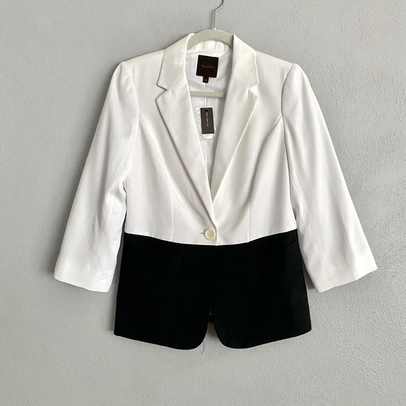 The Limited Womens Blazer Size Small One Button White Black Colorblock Office - Picture 1 of 11